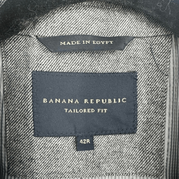 Banana Republic Men’s 42R Tailored Fit Blazer Sport Coat Grey 2 Button Cotton - Picture 3 of 15